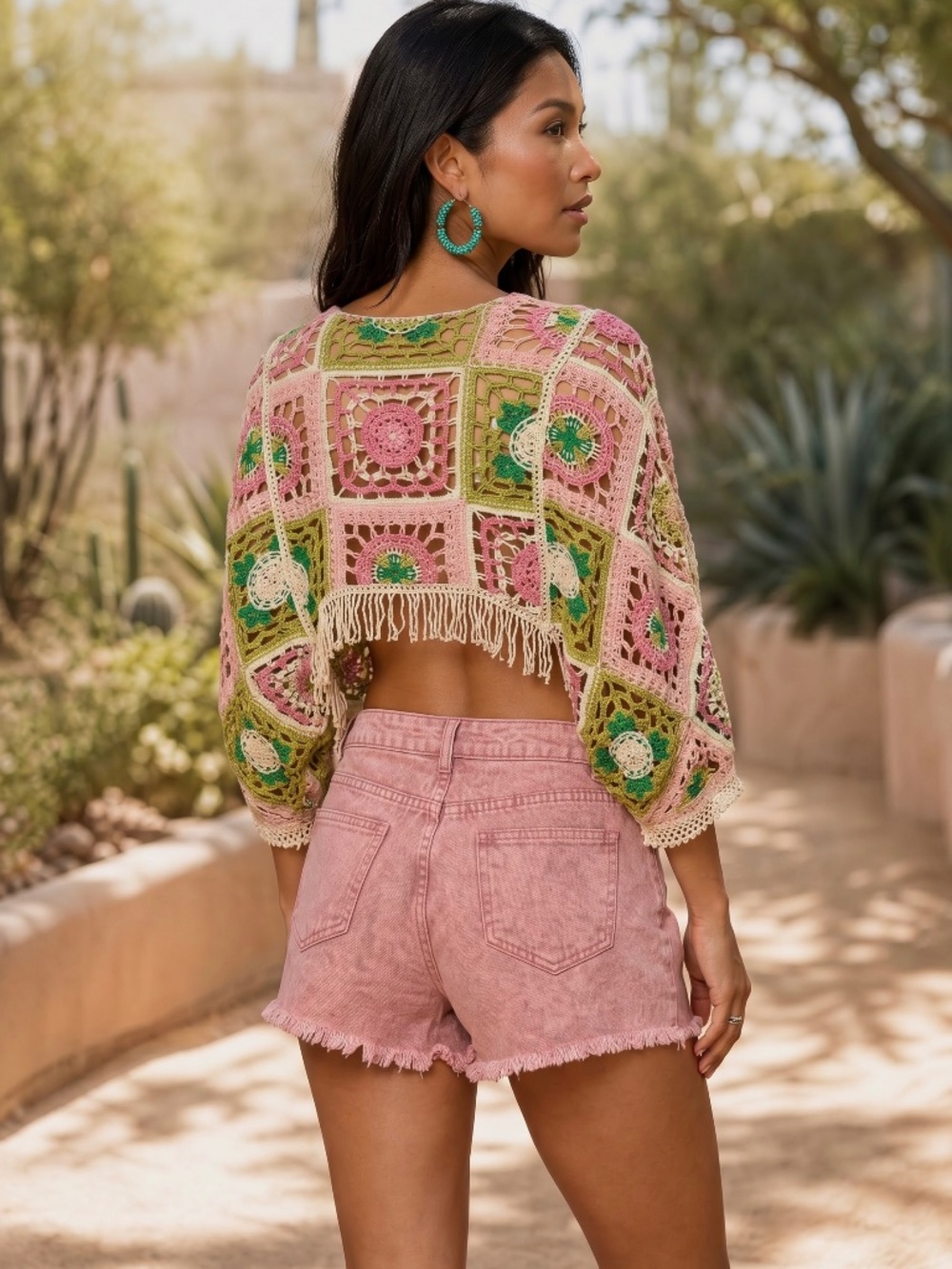 POL Pink Washed Denim Shorts | High Waist Fringe Hem Cutoffs - Picture 6 of 7
